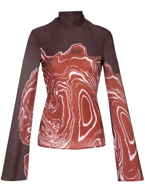 Ellery abstract-print roll-neck top Purple 9FT333PR