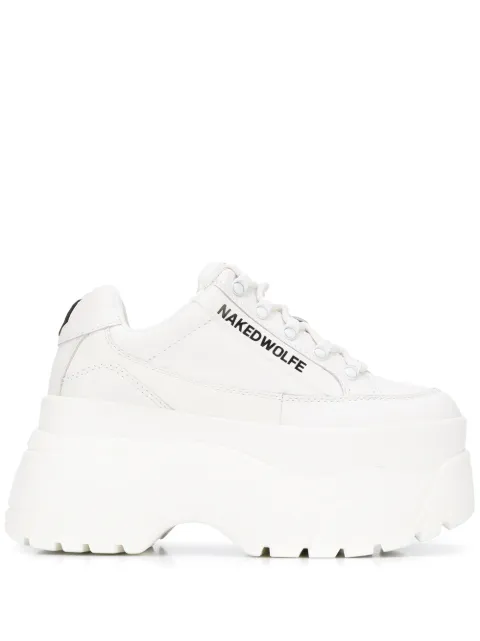 NAKED WOLFE Sporty platform sneakers White NWSSPRINTER