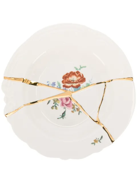 Seletti floral print bowl White 09622KINTSUGI