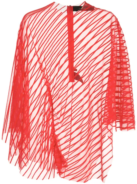 Paula Knorr velvet striped asymmetric top Red VMKT