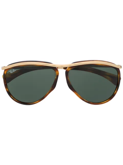 Ray-Ban RB2219 Olympian aviator-frame sunglasses Brown RB2219