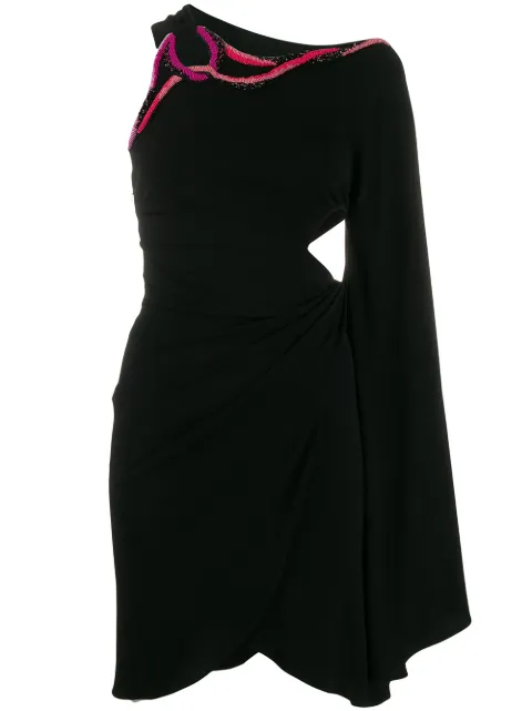 PUCCI embroidered neck asymmetric short dress Black 0HJG010H625