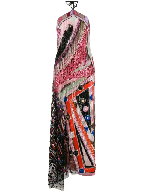 PUCCI fringed Vivara long dress Pink 0HRI180H652