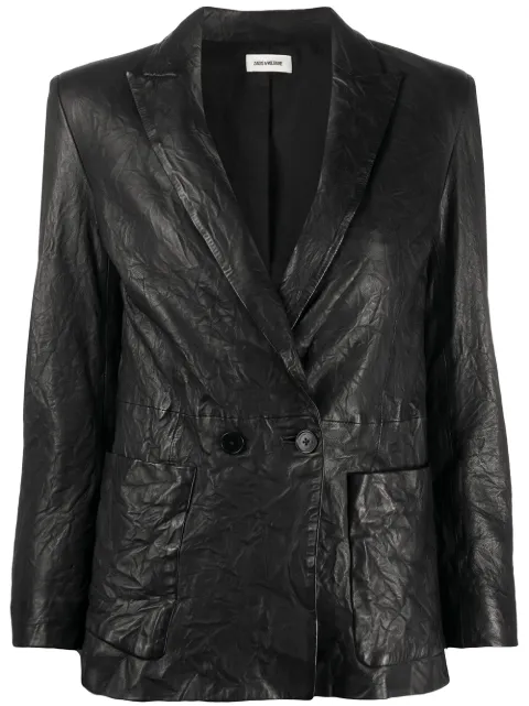 Zadig&Voltaire Visco crinkled leather jacket Black SJCU1409F