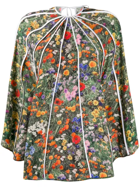 Stella McCartney floral photographic print asymmetric blouse Green 600806SOA53