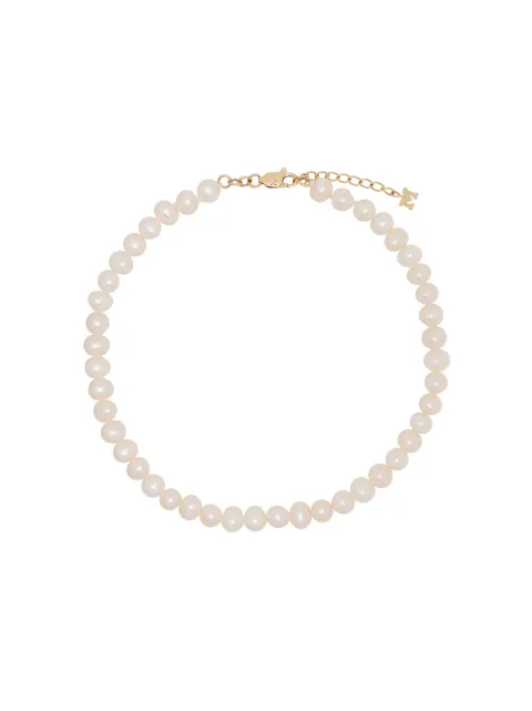 Mateo 9kt yellow gold pearl anklet White RSA31