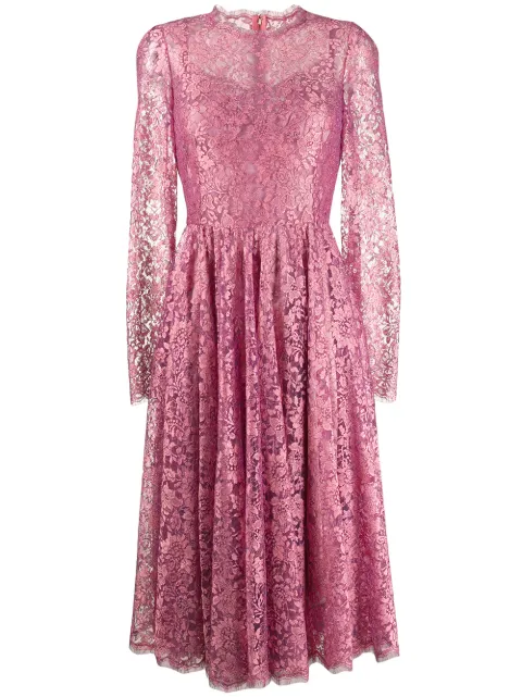 Dolce & Gabbana floral lace pleated dress Pink F6H2JTHLM08