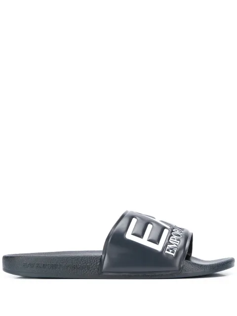 Ea7 Emporio Armani logo embossed slides Blue XCP001XCC2200285