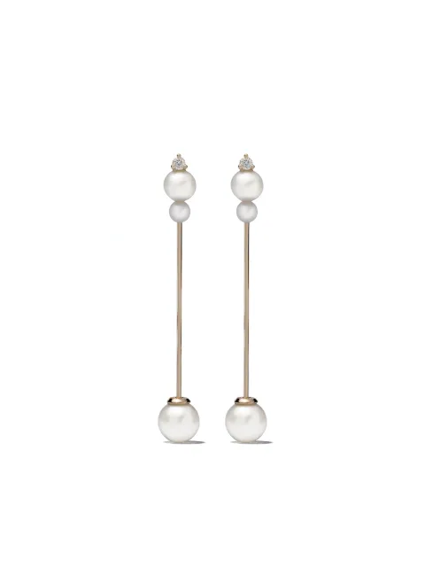 Mizuki 14kt gold Sea of Beauty Kanzashi pearl diamond earrings Gold SBE267