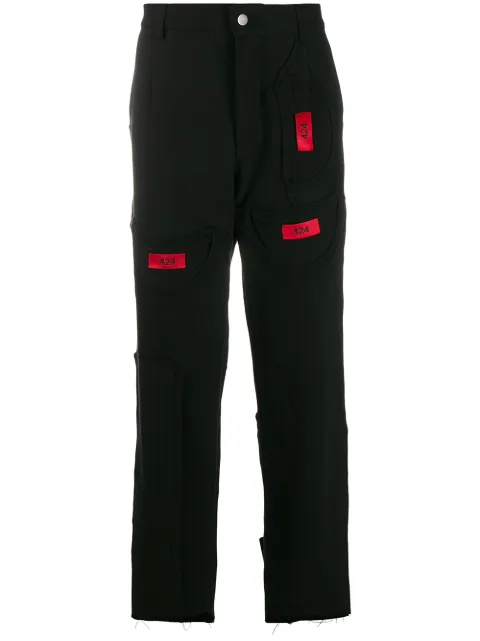 424 contrasting patch logo trousers Black 424CAW190082
