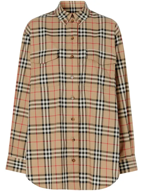 Burberry Check cotton shirt Neutrals 8022285