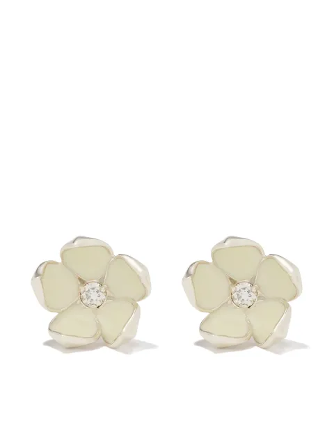 Shaun Leane silver Cherry Blossom diamond large flower stud earrings Silver CB014SSWHEOS