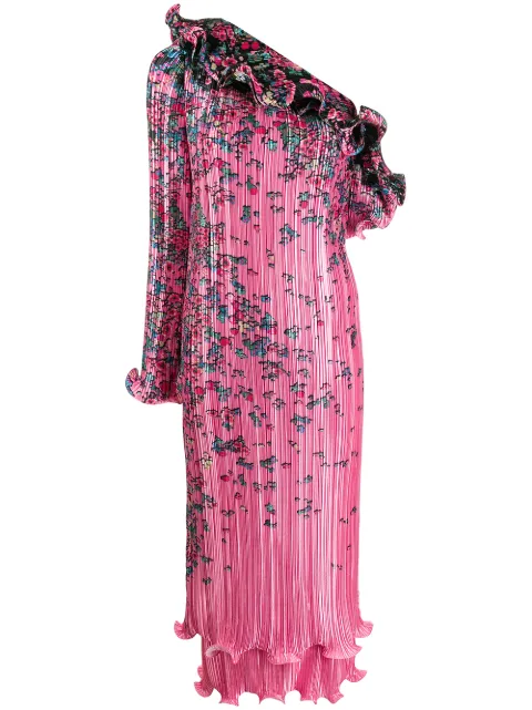 Givenchy ruffled crepe floral dress Pink BW20S312H2