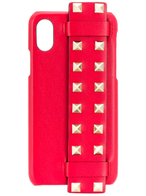 Valentino Garavani Rockstud strap iPhone X case Red WP0S62BOL