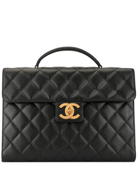 CHANEL Pre-Owned 1995 quilted CC briefcase Black 3238443