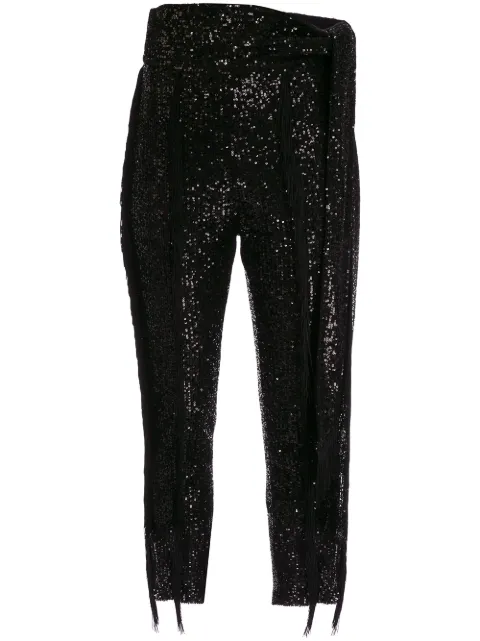 Christian Pellizzari fringed sequin trousers Black 25P8601944