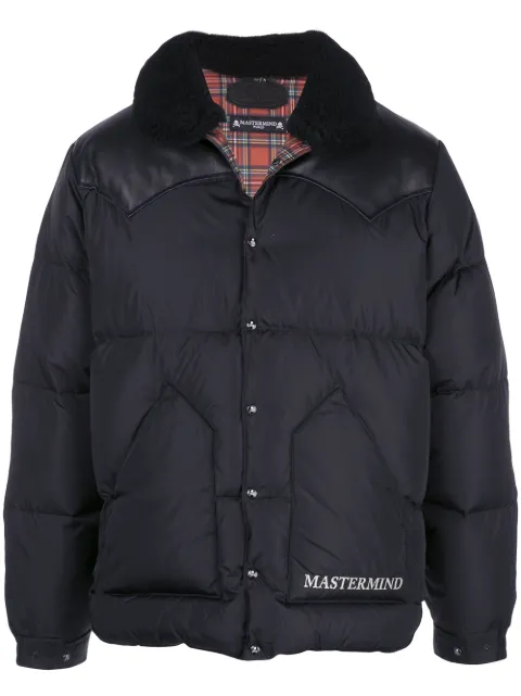 Mastermind Japan leather-panelled puffer coat Black MW19C03BL500