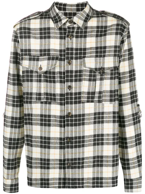 Ih Nom Uh Nit plaid flannel shirt White NMW19260