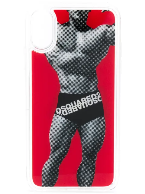 DSQUARED2 happy leaf logo boxers iPhoneX case Red ITM007235802734