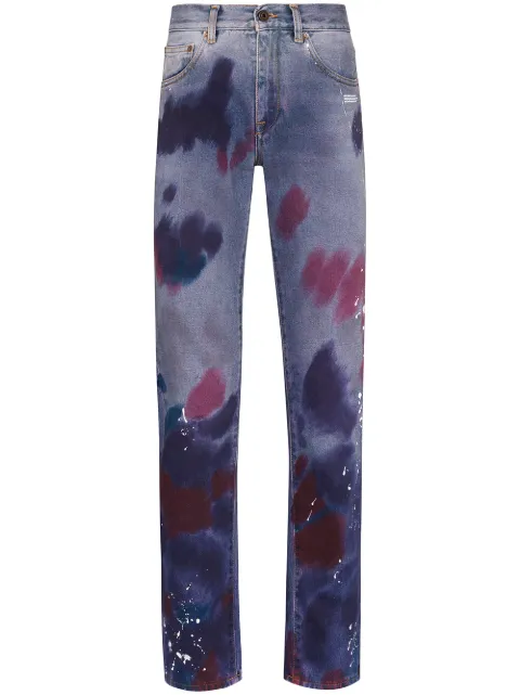 Off-White paint splattered effect jeans Blue OMYA011S20C300238401