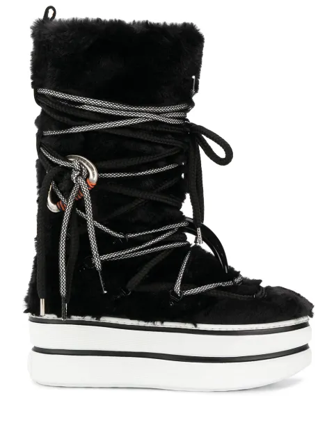 Hogan faux fur snow boots Black GYW4490CH50M6QB999