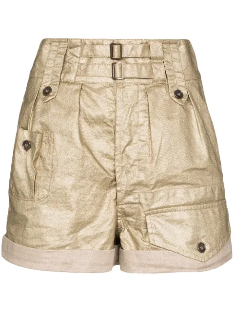 Saint Laurent coated linen shorts Neutrals 604207Y3A40