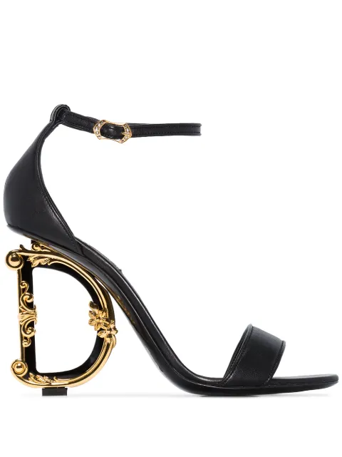 Dolce & Gabbana Keira baroque DG leather sandals Black CR0739AV96780999