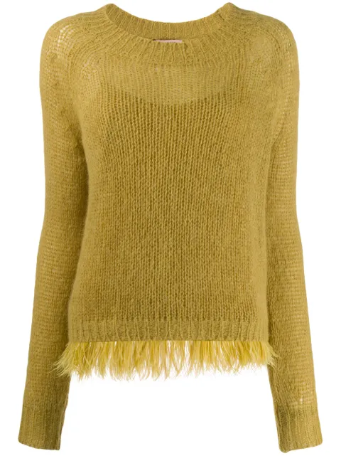 TWINSET feathered hem jumper Yellow 192TT3275
