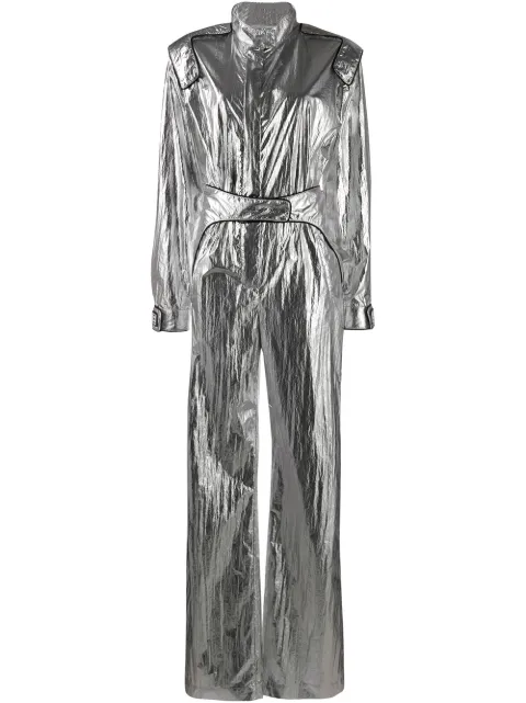 Off-White Racing metallic effect jumpsuit Silver OWDC026F19F760509100