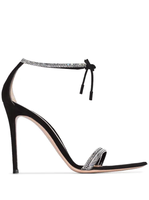 Gianvito Rossi crystal strap 115mm sandals Black G6140815RICCAM
