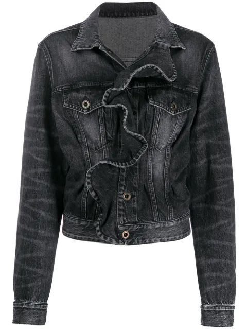 UNRAVEL PROJECT ruffled denim jacket Black UWYE014F19DEN0011100