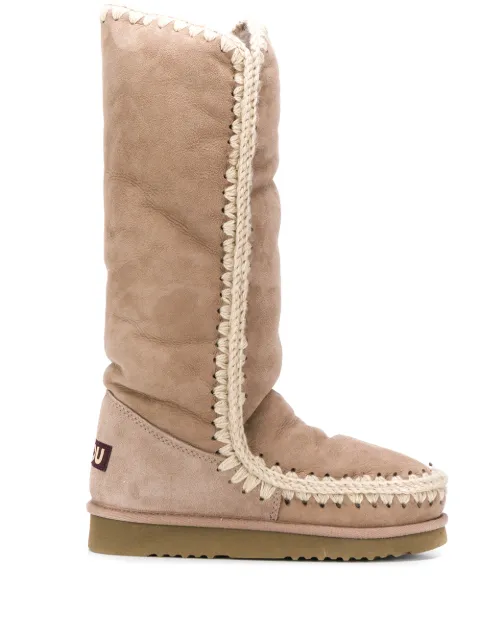 Mou woven detail padded boots Neutrals MUFW101002A