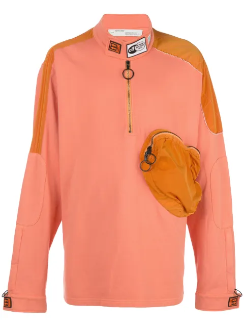 Off-White contrast panels turtle neck sweatshirt Orange OMBA041F19E300221910