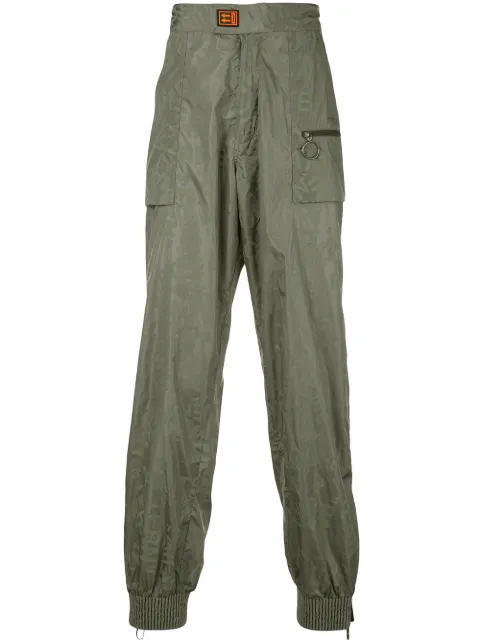 Off-White all over logo track trousers Green OMCA106F19A230034300