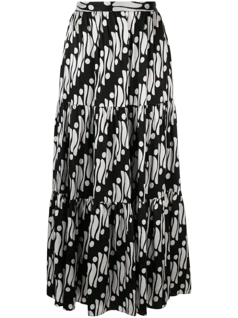 Andrew Gn geometric flared maxi skirt Black S73JVZAW19