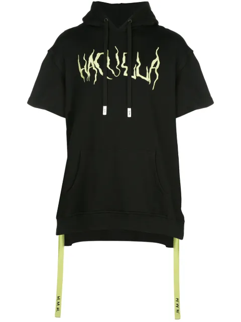 Haculla Masked Pins short sleeved hoodie Black HA02BJKH08