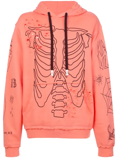 Haculla Sing distressed graphic hoody Orange HA02BJKH01