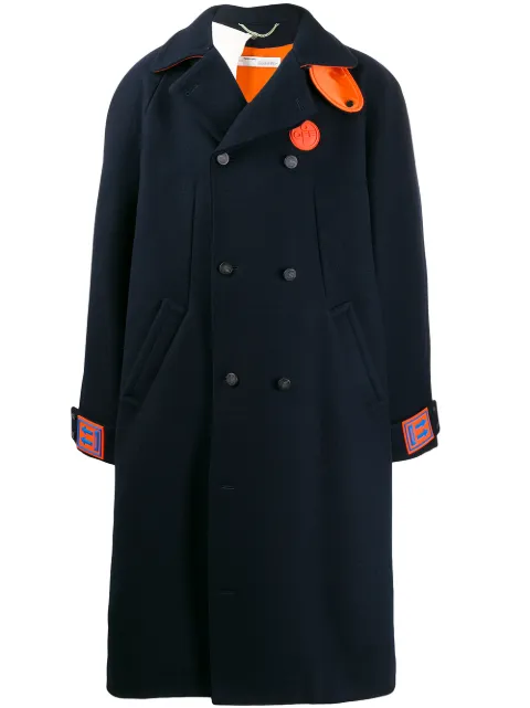Off-White double breasted midi coat Blue OMEA196F19F070033200