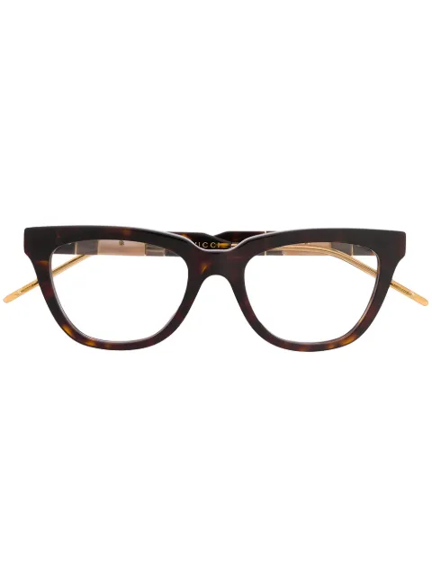 Gucci Eyewear tortoiseshell rectangular-frame glasses Brown GG0601O