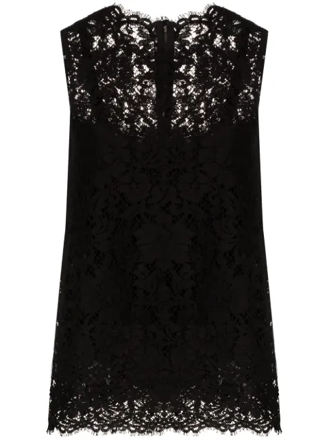Dolce & Gabbana cordonetto-lace sleeveless tank top Black F73G9TFLM9V