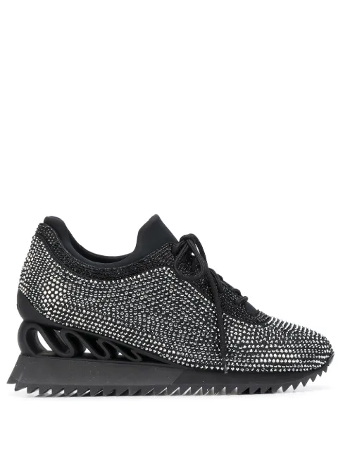 Le Silla Reiko Wave crystal-embellished sneakers Black 6803P040H1PPSSA