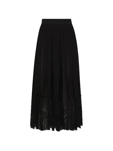 Dolce & Gabbana long georgette skirt with lace edgings Black F4BFTTFU1AR