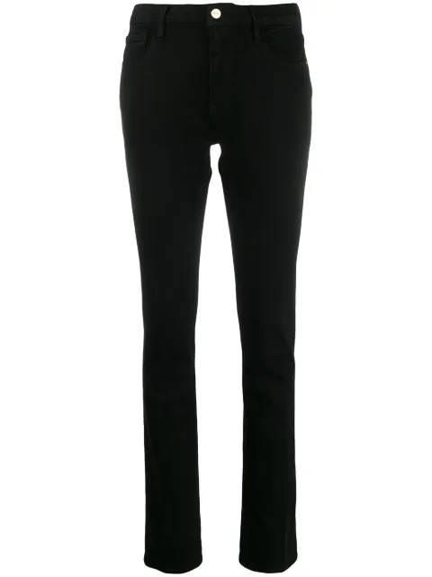 FRAME Sylvie Slender high-rise straight jeans Black LMB790A