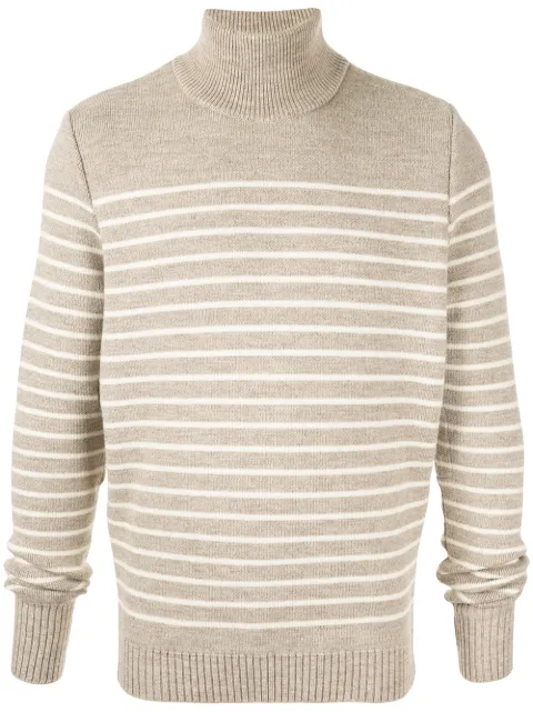 Fumito Ganryu striped roll neck jumper Neutrals FU2KN04