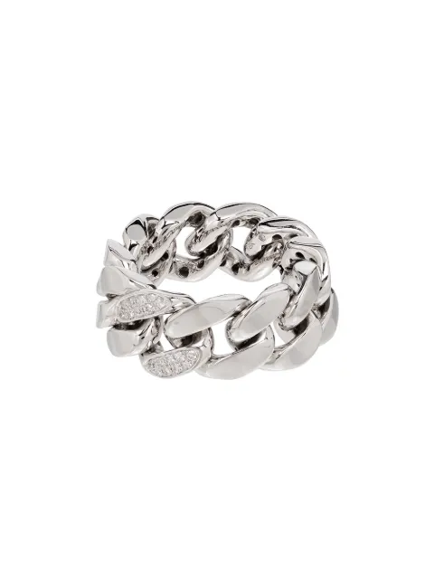 SHAY 18K white gold pavé diamond link ring Silver SMR12WG18