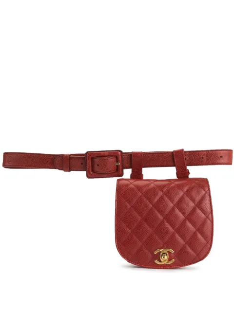 CHANEL Pre-Owned 1990s CC diamond-quilted belt bag Red 1838012