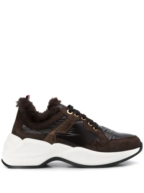Tosca Blu faux fur low top sneakers Brown F1904S061ONI