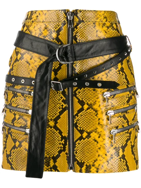 UNRAVEL PROJECT snake-effect mini skirt Yellow UWJC008F19LEA0016010
