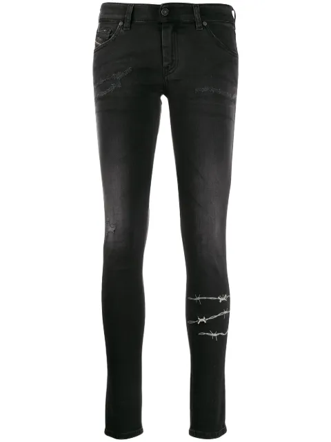 Diesel barbed wire skinny jeans Black SLANDYLOWSP00S087069GH