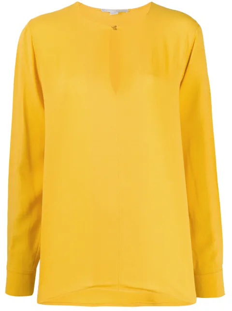 Stella McCartney split-sleeve keyhole blouse Yellow 590420SNA60